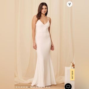 NWOT Lulu’s Infinite Glory maxi dress, white, small
